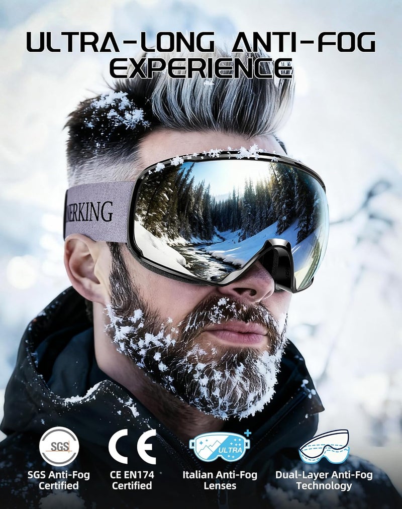 Innerking OTG Ski Goggles SGS Approved, Over Glasses Snow Snowboarding Winter Goggles Anti Fog for Adult, Youth, Men Women - Image 2